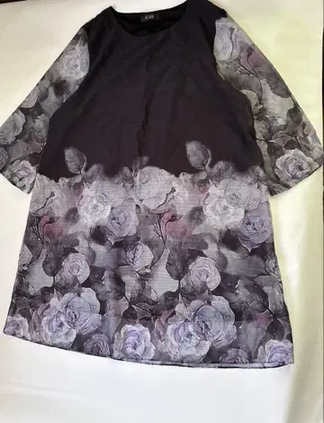 꽃무늬 그라데이션 튜닉 7부 소매 미세스 체형 커버 HANA 마담