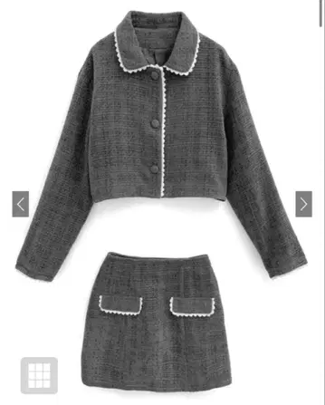 GRL 몰드 트위드 레이스 자켓 x 미니 스커트 셋업 dk1322