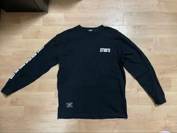 블랙 L 사이즈 긴팔 티셔츠 포켓 부착