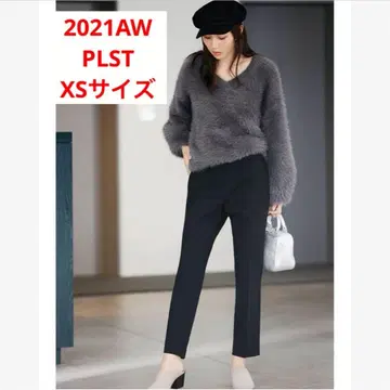 거의 새상품*PLST 브러쉬드 백 스틱 팬츠 따뜻함 슬림 레그 블랙