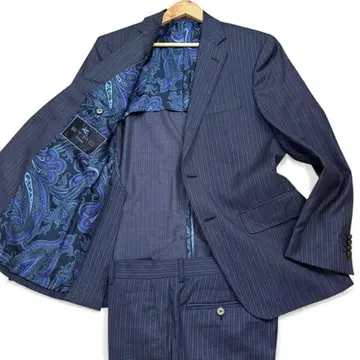 극미품 에트로 셋업 수트 실크 페이즐리 무늬 다크 네이비 사이즈 48