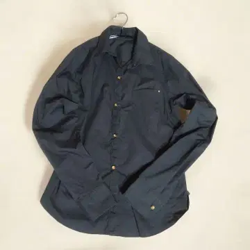 라운지 드레스 스트레치 코튼 셔츠 골드 버튼