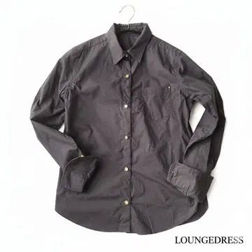 라운지 드레스 스트레치 코튼 셔츠 골드 버튼