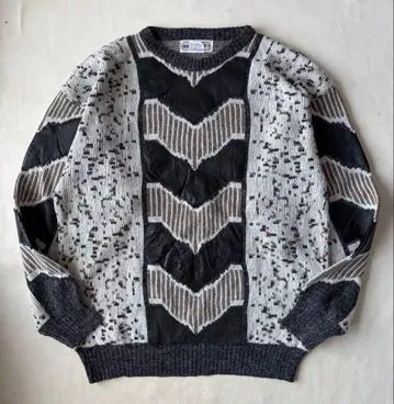 90s MARIO BELLUCCI 아크릴 가죽 니트 스웨터 구제 의류