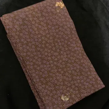 니시진 초목 염색 미니 꽃무늬 팥색 반폭 오비