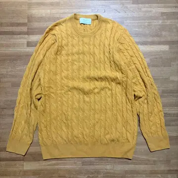유나이티드 애로우즈 캐시미어 블렌드 케이블 니트 머스타드 M