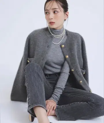 anuans 라쿤 블렌드 노카라 니트 자켓