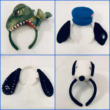 USJ 머리띠 공룡 스누피 올라프 4개 세트