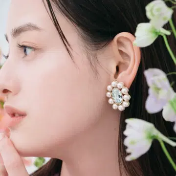 포트레이트 서클 귀걸이 Lt 아조레 비쥬 귀걸이 Liquem 펄