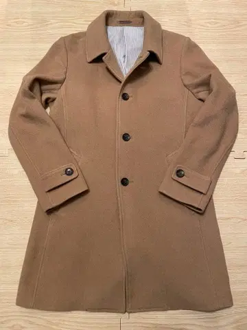 베이지 스텐카라 코트 울 혼방