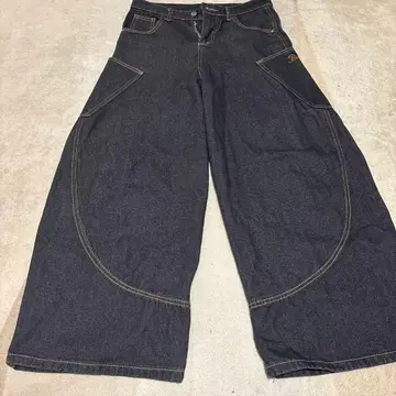 다크 벌룬 데님 와이드 팬츠