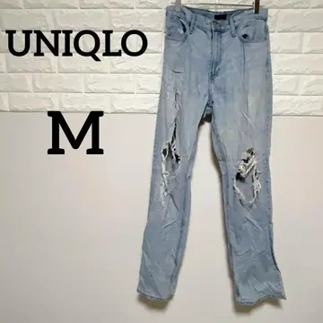 [ UNIQLO ] M 데미지 데님 청바지 라이트 블루