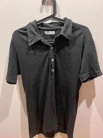 블랙 피케 셔츠 반팔 카멜 로고