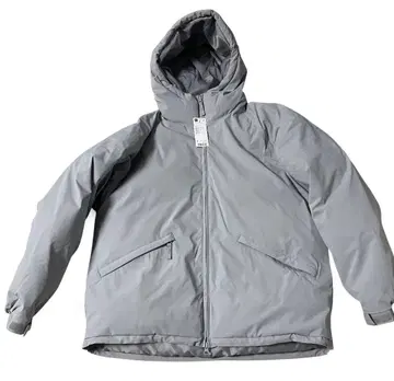 그레이 후드 부착 다운 자켓