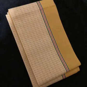 하카타 오리 순수 실크 길상 원추리색 반폭 오비