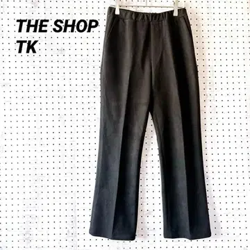 THE SHOP TK 스트레이트 팬츠 (L) 블랙 스트레치 폴리에스테르