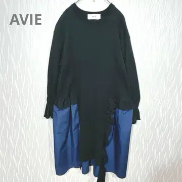 AVIE (아비) 이소재 절개 프릴 원피스 고급 디자인 일본제