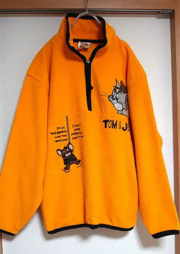 80s 자수 TOM&JERRY 하프 지퍼 플리스