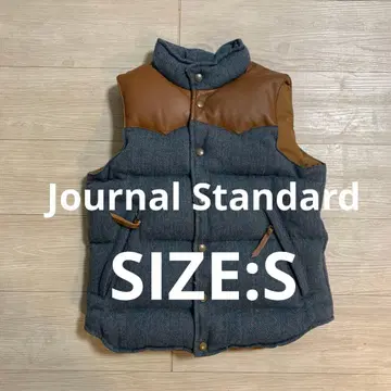 [저널 스탠다드] 컨디션 최상 남성용 다운 베스트 S 네이비/브라운