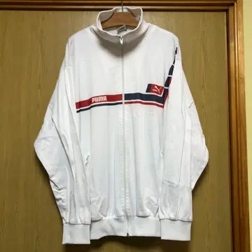 PUMA 화이트 저지 스트라이프 이탈리아제 90s 빈티지 L