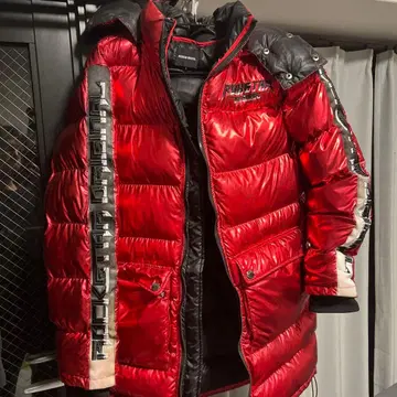 Rockstar Original 메탈릭 레드 퍼퍼 자켓