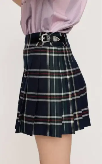 오픈 집 플리츠 숏 스커트