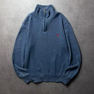 U.S. POLO ASSN. 하프 지퍼 원포인트 자수 캐주얼 S