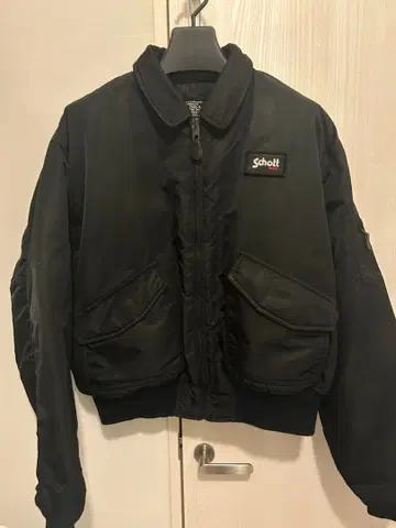 Schott 블랙 MA-1 플라이트 자켓