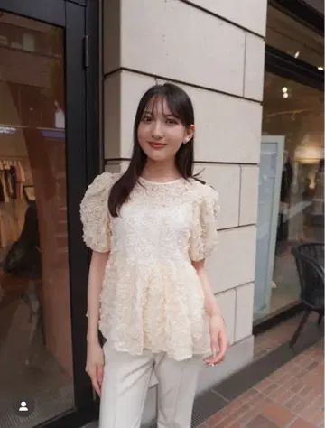 ORGUE 플라워 튤 블라우스