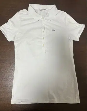 [미사용] LACOSTE 화이트 피케 셔츠 슬림핏 38