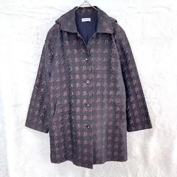 NONA 자켓 아우터 하운드투스 체크 패턴 후드 블랙 브라운 빅 13호