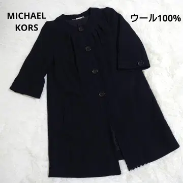 MICHAELKORS 다크 네이비 버튼 롱 코트 7부 소매 울