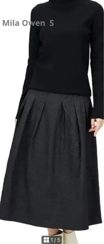 Mila Owen 총침 니트 턱 도킹 원피스