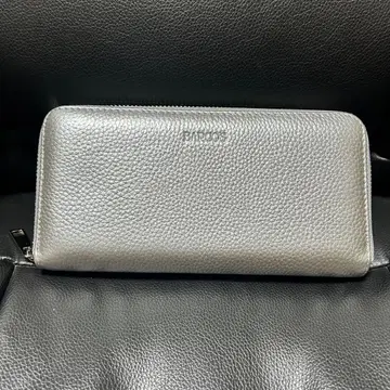 발코스 장지갑 가죽 지갑 라운드 지퍼 여성용 실버