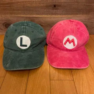 마리오 루이지 빈티지풍 캡 2개 세트