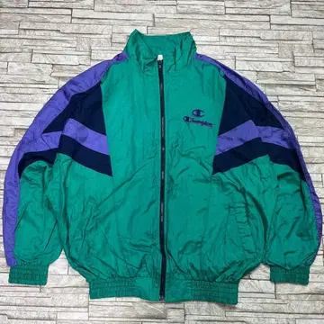 90s 챔피언 나일론 자켓 멀티 컬러 그린 네이비