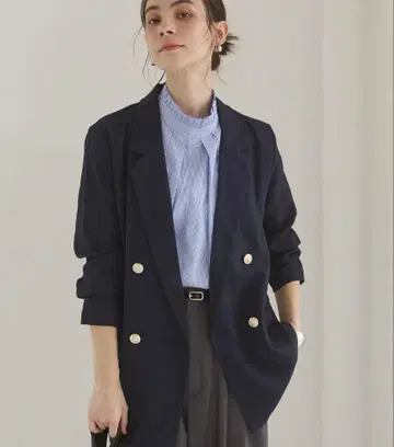 ANGIE 골드 버튼 블레이저 자켓 네이비