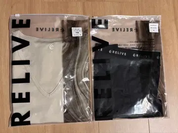 M 사이즈 RELIVE 티셔츠 팬츠 세트 베이지 블랙