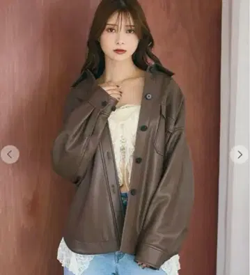 COCO DEAL 셔츠형 가죽 블루종