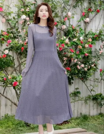 emiriawiz 시스루 니트 롱 슬리브 원피스