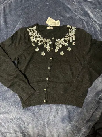 LestRose 토끼털 30% 블랙 가디건 M