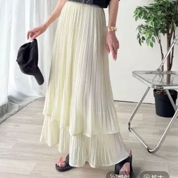 classical elf/플리츠 시어 캉캉 스커트 화이트 새상품