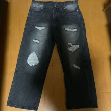 KOO KYN 데미지 가공 와이드 팬츠