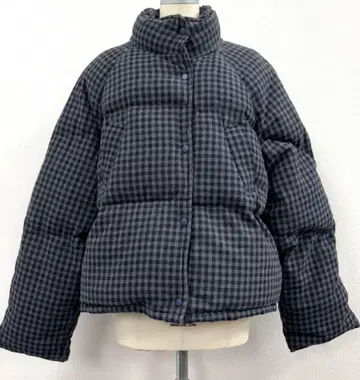 체크 무늬 충전솜 다운 자켓