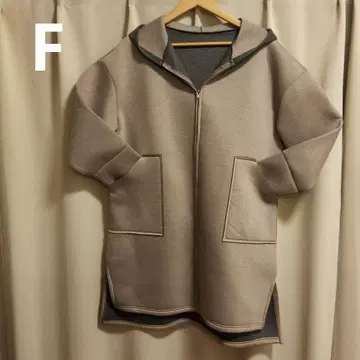 후드 부착 그레이 롱 코트 프리 사이즈