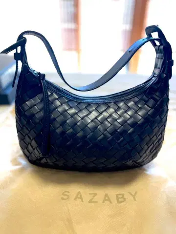 SAZABY 블랙 가죽 메쉬 숄더백