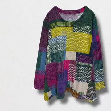 니트 스웨터 상의 개성 멀티 컬러 가을/겨울 루즈핏 레트로 한국제