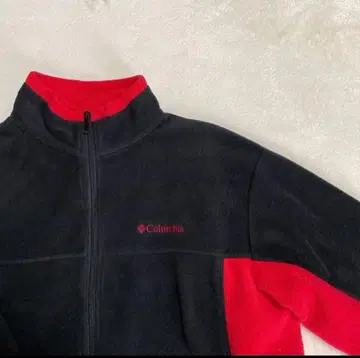 컬럼비아 빨간색 블랙 플리스 자켓 90s XL