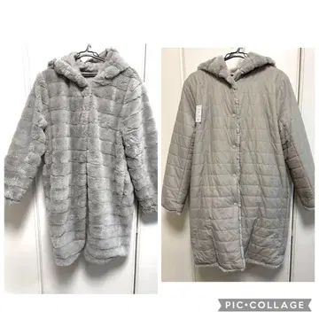 카테이가호 후드 부착 그레이 보아 롱 코트 L 사이즈 클리닝 완료