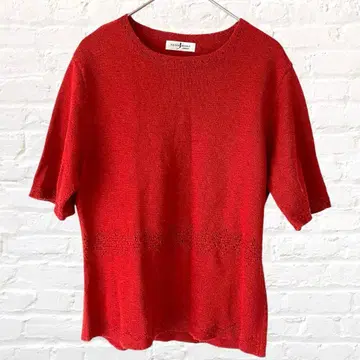 존 모어 썸머 니트 반팔 마 혼방 솔리드 컬러 포인트 컬러 비침 선명한